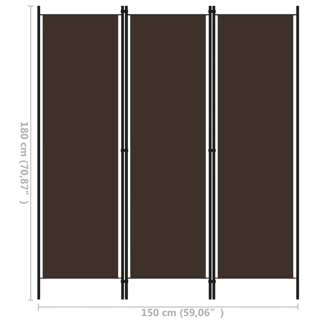 Paravento 3 Pannelli Marrone 150x180 cm 320716