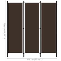 Paravento 3 Pannelli Marrone 150x180 cm 320716