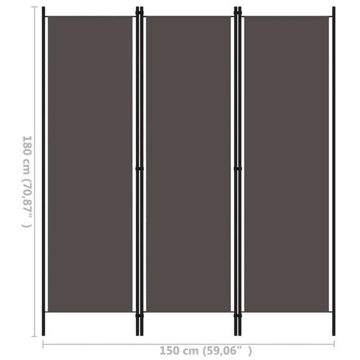 Paravento a 3 Pannelli Antracite 150x180 cm 320717