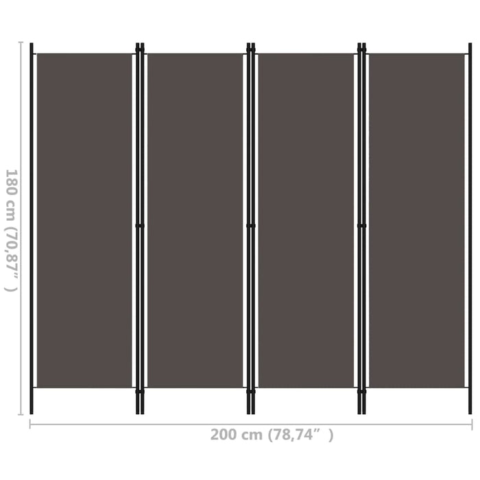 Paravento a 4 Pannelli Antracite 200x180 cm 320721