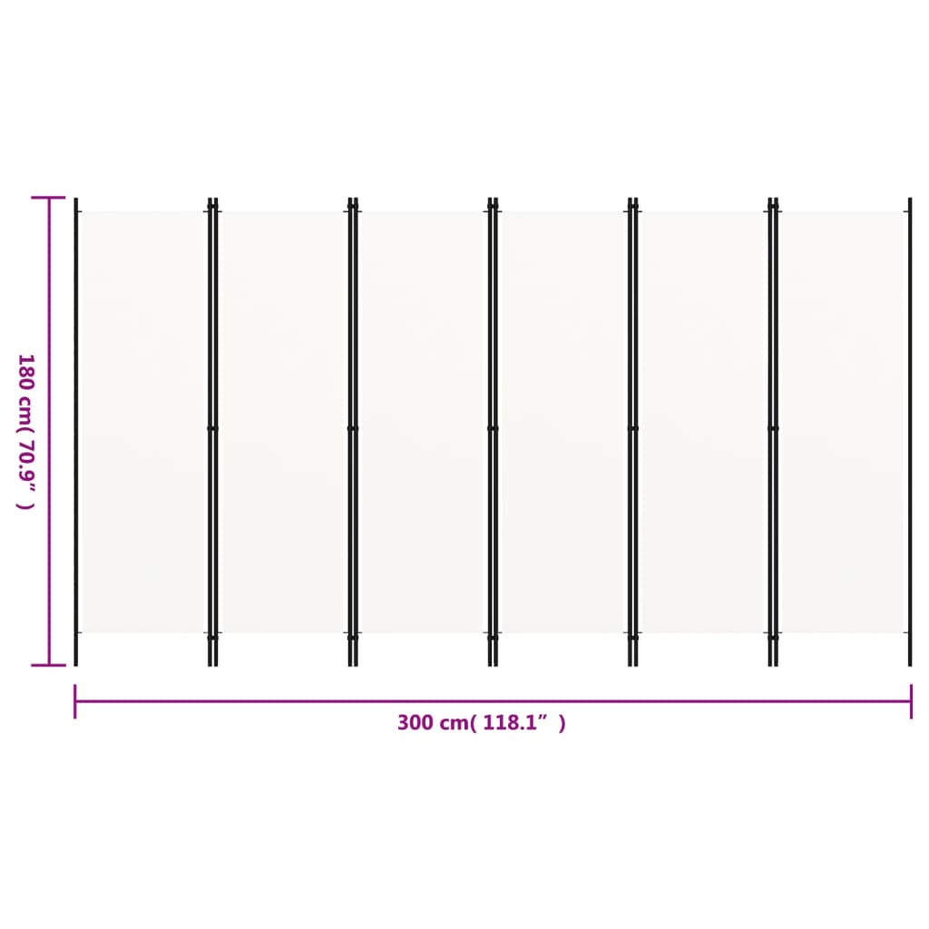 Paravento a 6 Pannelli Bianco 300x180 cm 320727