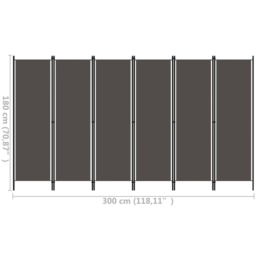 Paravento a 6 Pannelli Antracite 300x180 cm 320729