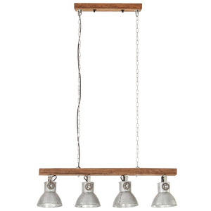 Lampada a Sospensione Industriale Argento E27 Legno di Mango cod mxl 69740