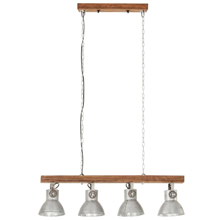 Lampada a Sospensione Industriale Argento E27 Legno di Mango cod mxl 69740