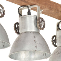 Lampada a Sospensione Industriale Argento E27 Legno di Mango cod mxl 69740