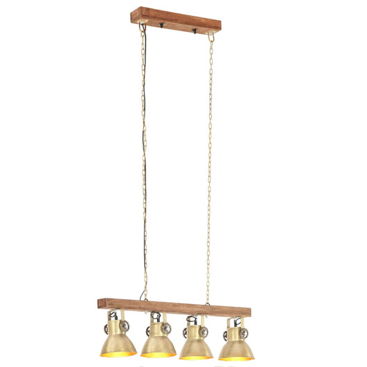 Lampada a Sospensione Industriale Ottone E27 Legno di Mango cod mxl 63911