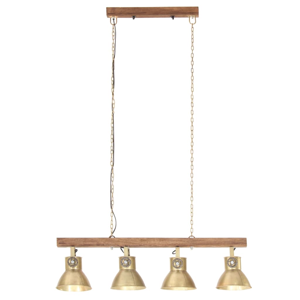 Lampada a Sospensione Industriale Ottone E27 Legno di Mango cod mxl 63911