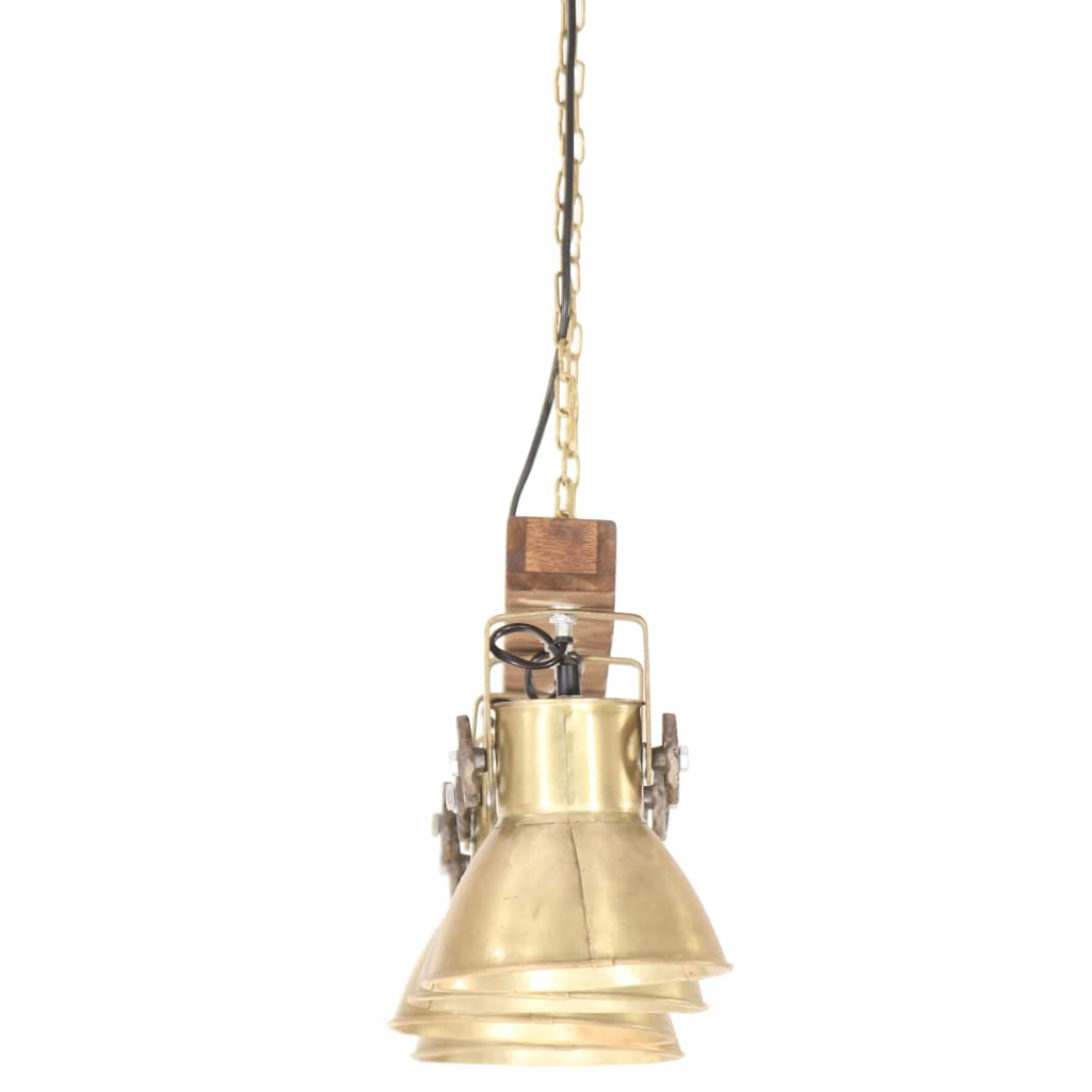 Lampada a Sospensione Industriale Ottone E27 Legno di Mango cod mxl 63911