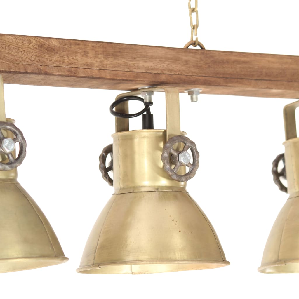 Lampada a Sospensione Industriale Ottone E27 Legno di Mango cod mxl 63911