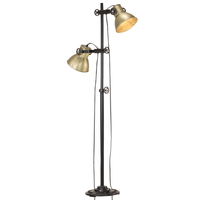 Lampada da Pavimento con 2 Paralumi Ottone E27 in Ghisa 320584