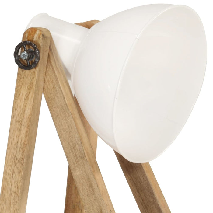 Lampada da Pavimento Bianca E27 in Legno Massello di Mango 320590