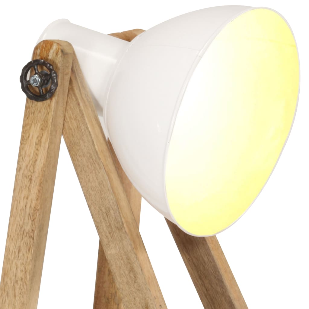 Lampada da Pavimento Bianca E27 in Legno Massello di Mango 320590