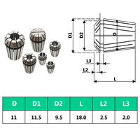 Pinze per Colletti ER11 Set Utensili per Tornitura 13 pz cod mxl 44907