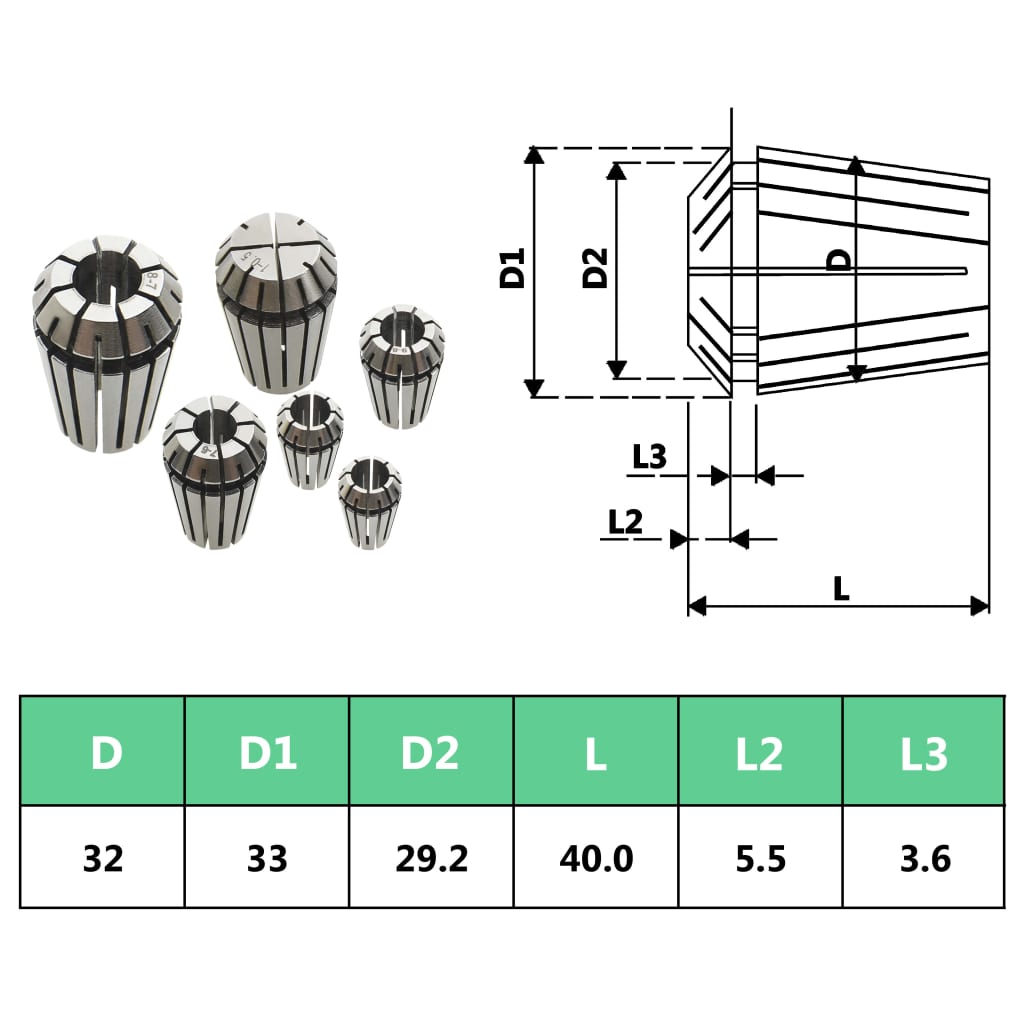 Pinze per Colletti ER32 Set Utensili per Tornitura 19 pz