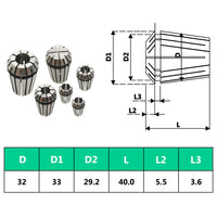 Pinze per Colletti ER32 Set Utensili per Tornitura 19 pz