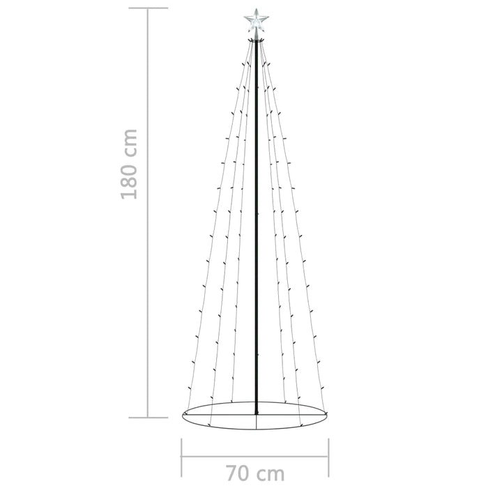 Albero di Natale a Cono con 100 LED Bianco Caldo 70x180 cm 51284