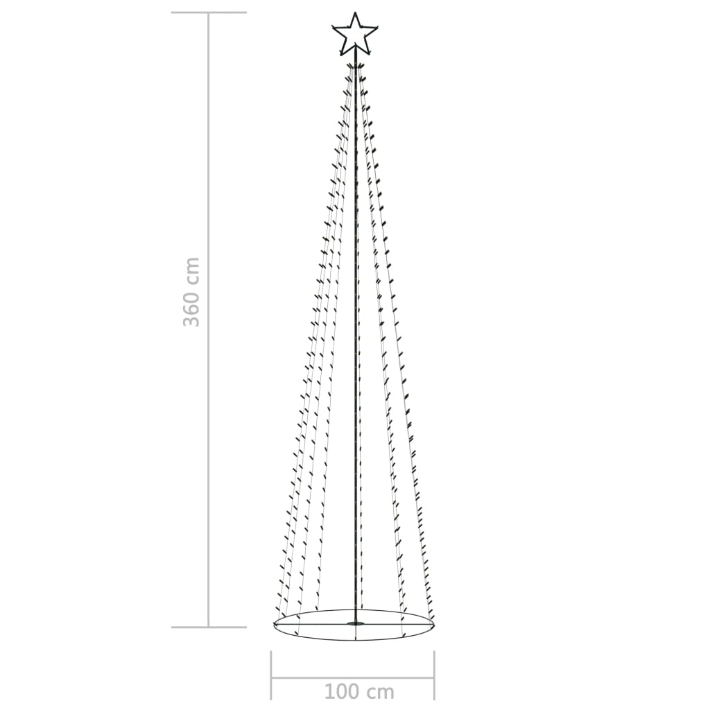 Albero di Natale a Cono con 400 LED Colorati 100x360 cm