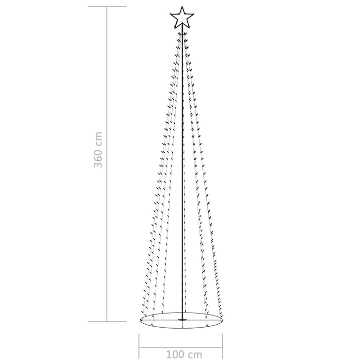 Albero di Natale a Cono con 400 LED Colorati 100x360 cm