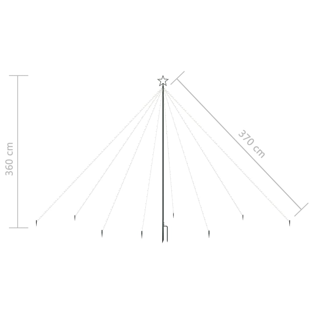 Albero di Natale Cascata Luci LED Interni Esterni 576 LED 3,6 m 51295