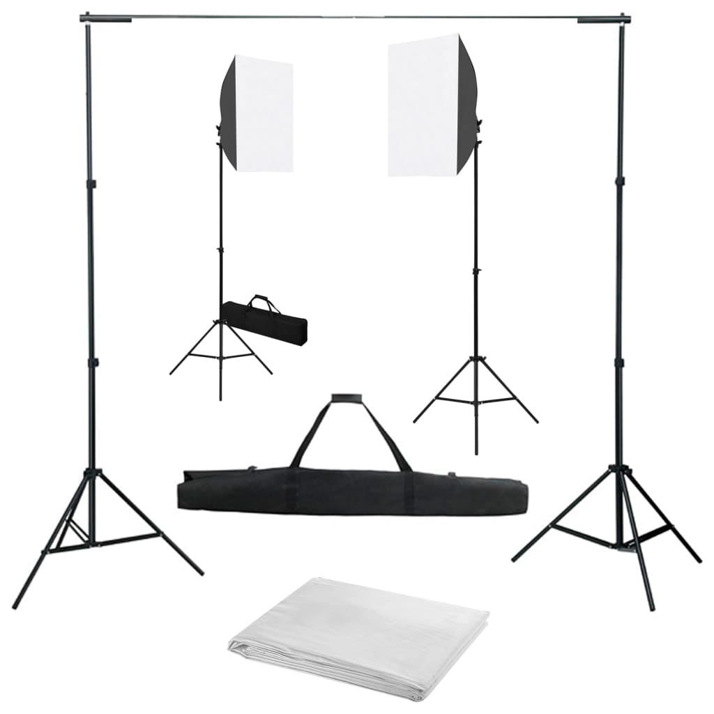 Kit per Studio Fotografico con Luci Softbox e Fondale 3055056