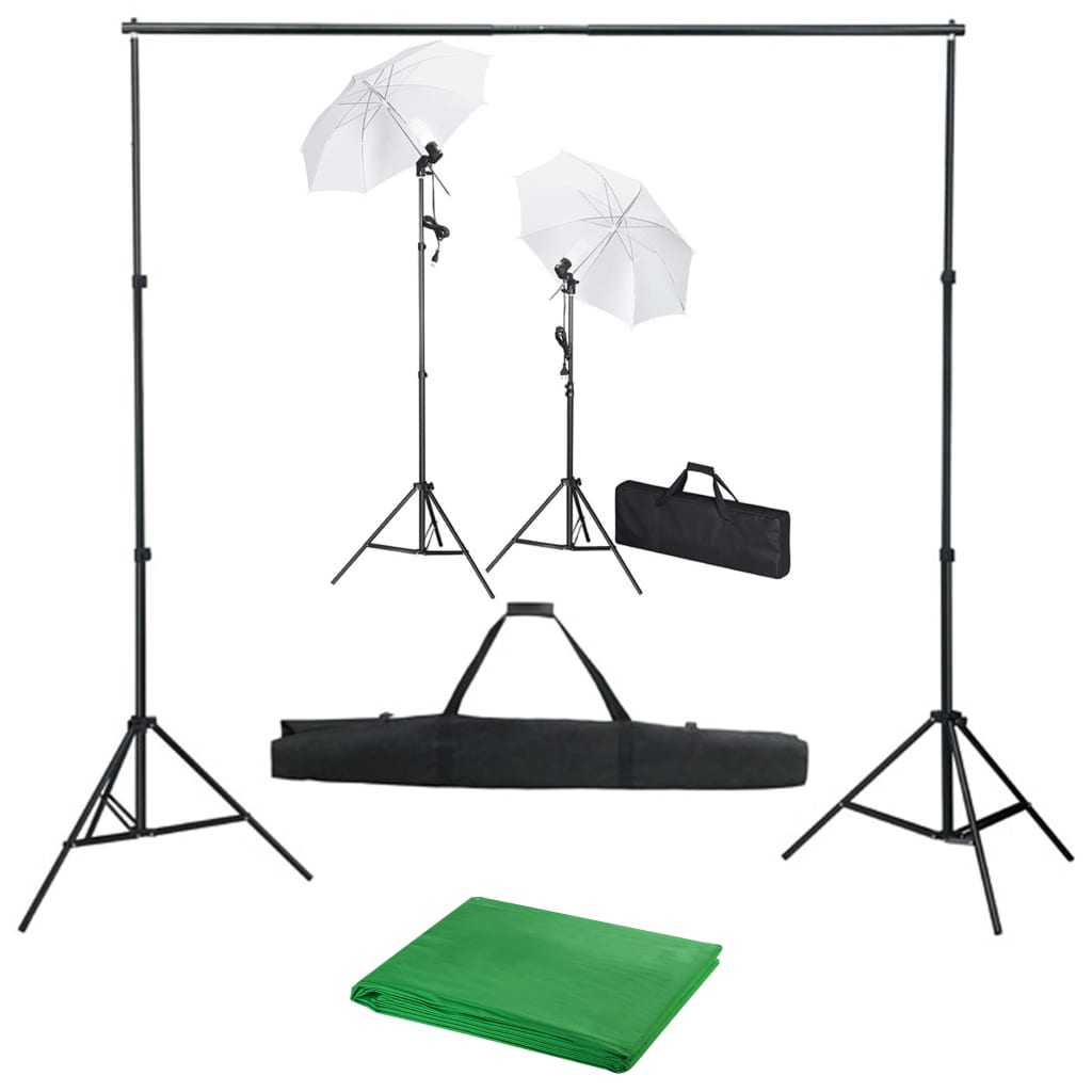 Kit Studio Fotografico con Fondale Luci e Ombrelli 3055084