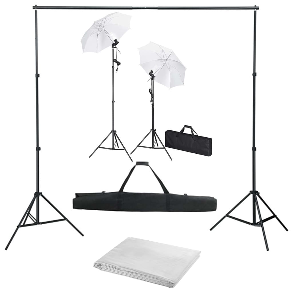 Kit Studio Fotografico con Fondali Luci e Ombrelli 3055086