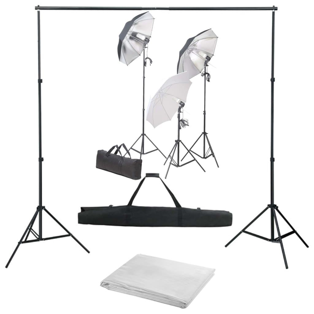 Kit per Studio Fotografico con Set di Luci e Fondale 3055122