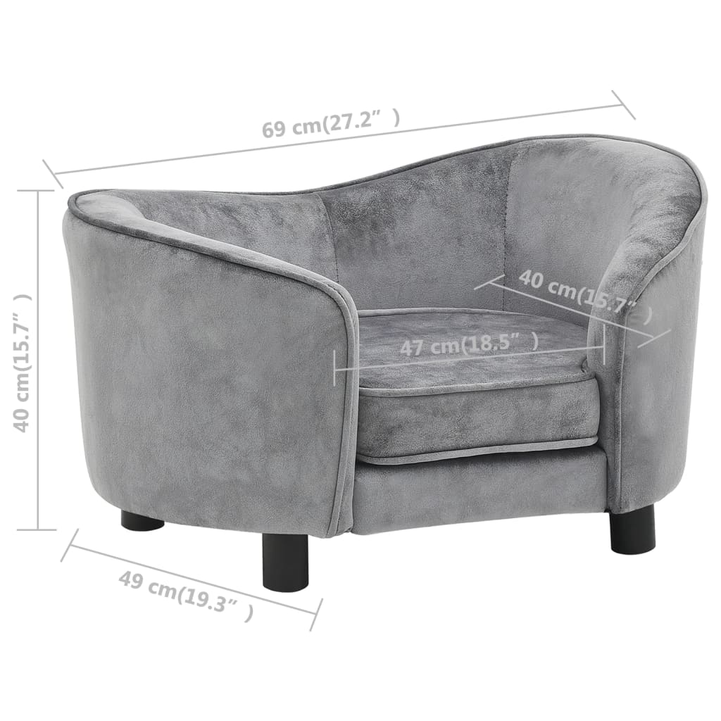 Divano per Cani Grigio 69x49x40 cm in Peluche cod mxl 49395