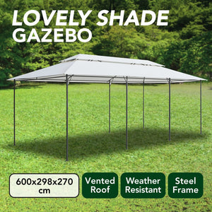 Gazebo 600x298x270 cm Bianco 180g/m² cod mxl 66033