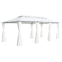 Gazebo con Tende 600x298x270 cm Bianco 180g/m² 310073