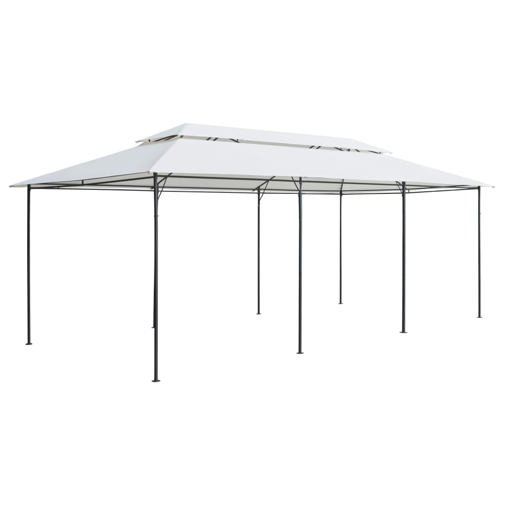 Gazebo con Tende 600x298x270 cm Bianco 180g/m²