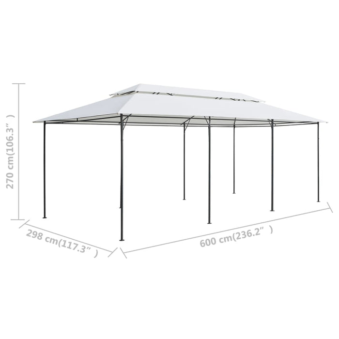 Gazebo con Tende 600x298x270 cm Bianco 180g/m²