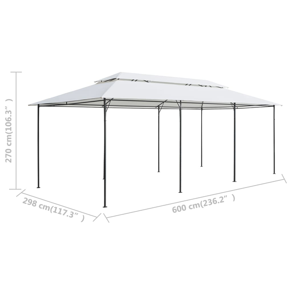 Gazebo con Tende 600x298x270 cm Bianco 180g/m² 310073