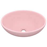 Lavandino Lusso Ovale Rosa Opaco 40x33 cm in Ceramica cod mxl 44684