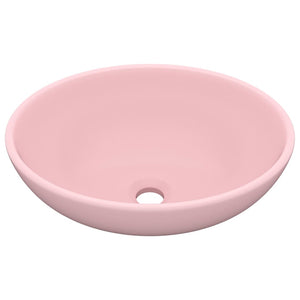 Lavandino Lusso Ovale Rosa Opaco 40x33 cm in Ceramica cod mxl 44684