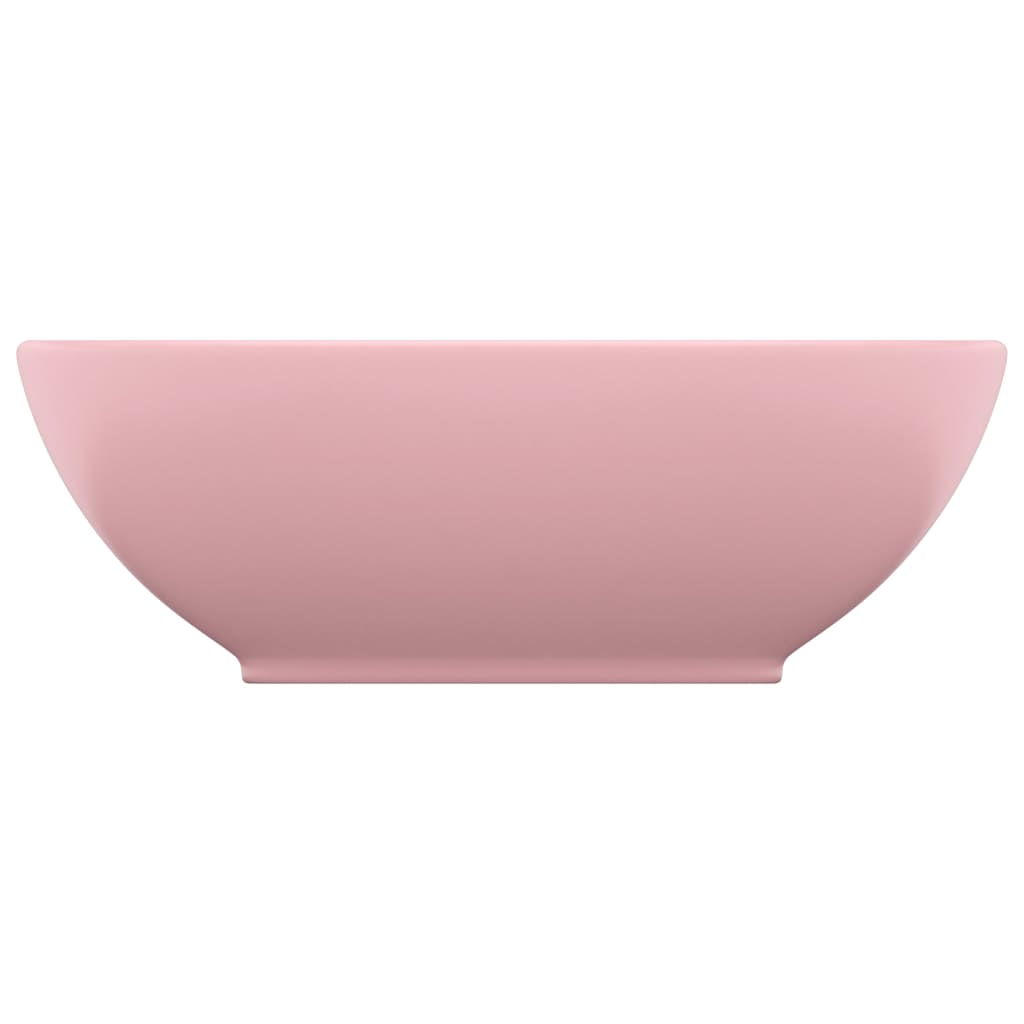 Lavandino Lusso Ovale Rosa Opaco 40x33 cm in Ceramica cod mxl 44684