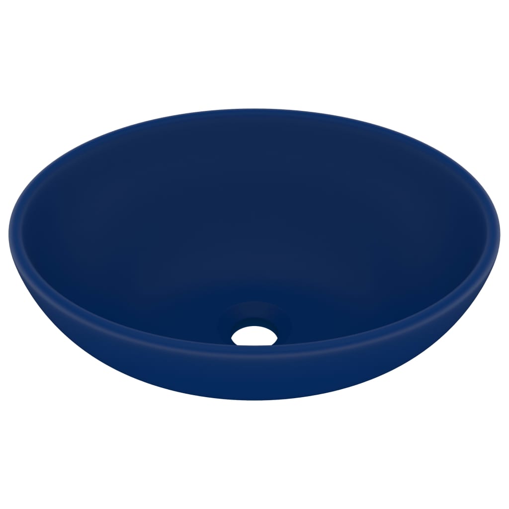 Lavandino Lusso Ovale Blu Scuro Opaco 40x33 cm in Ceramica 146924