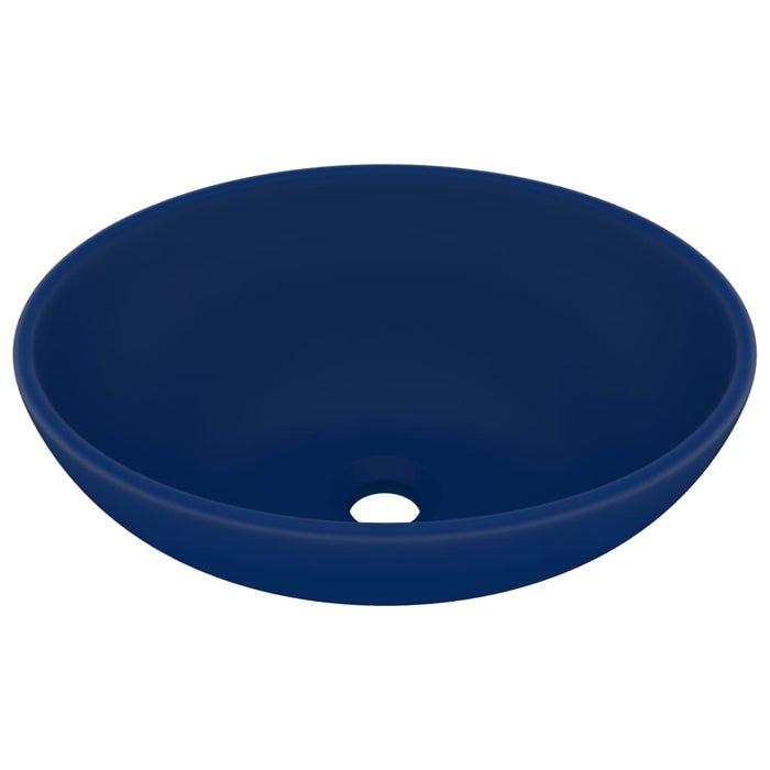 Lavandino Lusso Ovale Blu Scuro Opaco 40x33 cm in Ceramica 146924