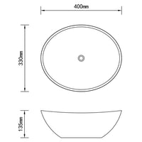 Lavandino Lusso Ovale Blu Scuro Opaco 40x33 cm in Ceramica 146924