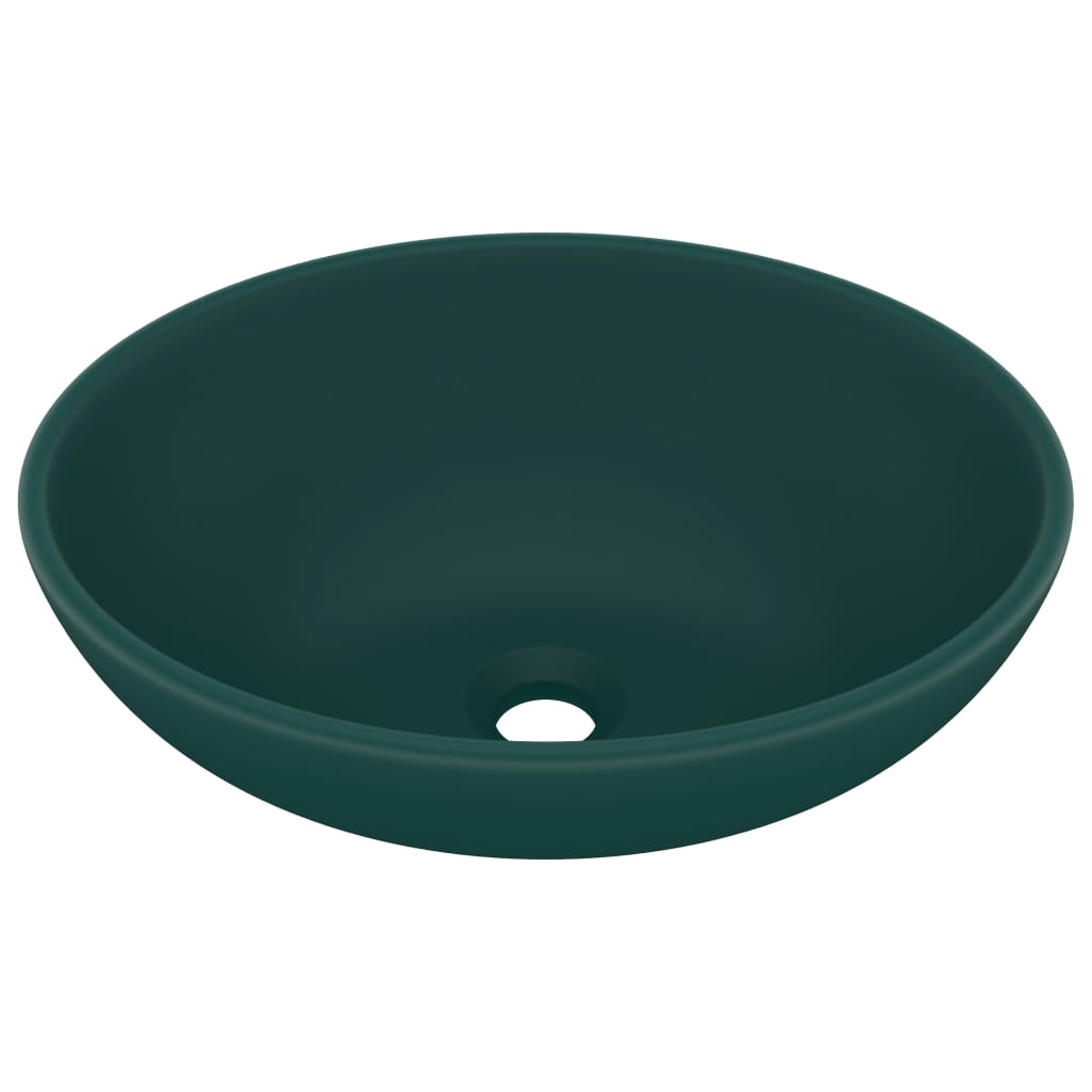 Lavandino Lusso Ovale Verde Scuro Opaco 40x33 cm in Ceramica cod mxl 49041