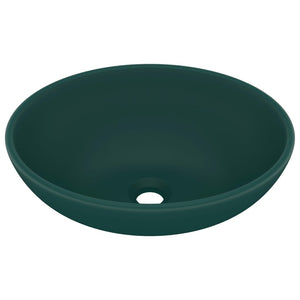 Lavandino Lusso Ovale Verde Scuro Opaco 40x33 cm in Ceramica cod mxl 49041