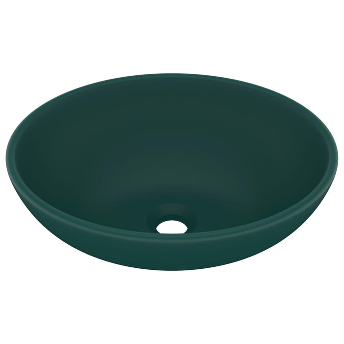 Lavandino Lusso Ovale Verde Scuro Opaco 40x33 cm in Ceramica cod mxl 49041