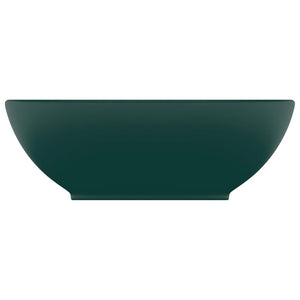 Lavandino Lusso Ovale Verde Scuro Opaco 40x33 cm in Ceramica cod mxl 49041