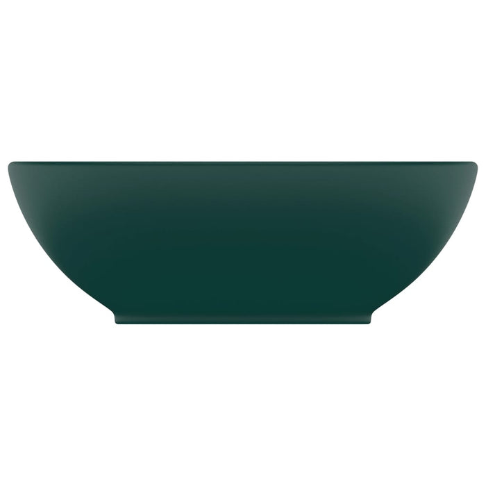 Lavandino Lusso Ovale Verde Scuro Opaco 40x33 cm in Ceramica cod mxl 49041