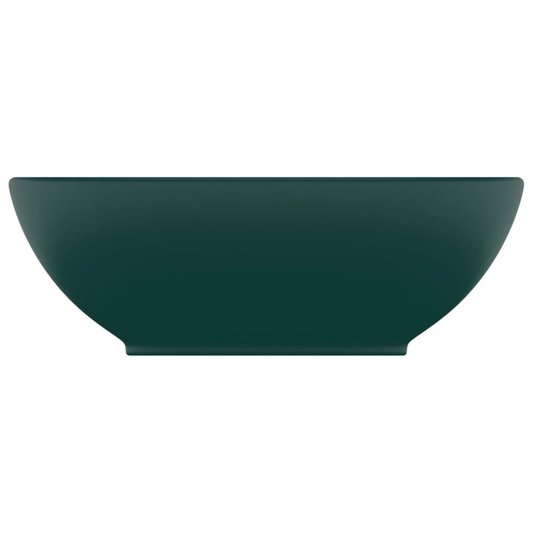 Lavandino Lusso Ovale Verde Scuro Opaco 40x33 cm in Ceramica cod mxl 49041