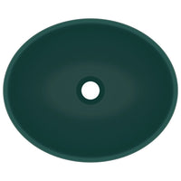 Lavandino Lusso Ovale Verde Scuro Opaco 40x33 cm in Ceramica cod mxl 49041