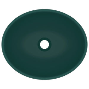 Lavandino Lusso Ovale Verde Scuro Opaco 40x33 cm in Ceramica cod mxl 49041