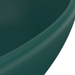 Lavandino Lusso Ovale Verde Scuro Opaco 40x33 cm in Ceramica cod mxl 49041