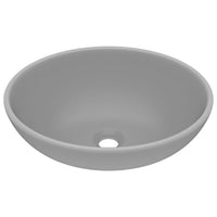 Lavandino Lusso Ovale Grigio Chiaro Opaco 40x33 cm in Ceramica cod mxl 44630