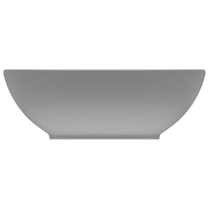 Lavandino Lusso Ovale Grigio Chiaro Opaco 40x33 cm in Ceramica cod mxl 44630